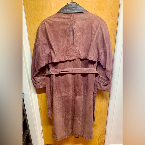🔥VTG Genuine Leather Trench Coat Ankle Duster 80s 90s Cowboy Western Full Length - Picture 3 of 16